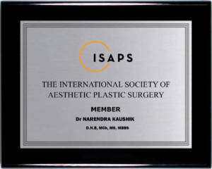 ISAPS membership plaque bearing Dr. Narendra Kaushik’s name